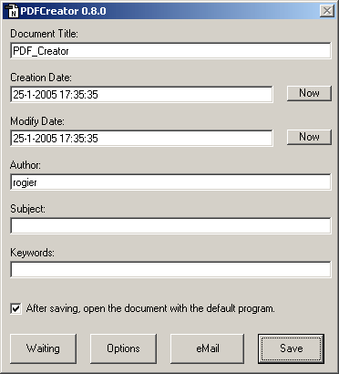 PDFCreator wordt gestart