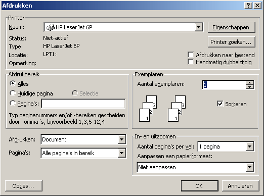 Printer aanroepen
